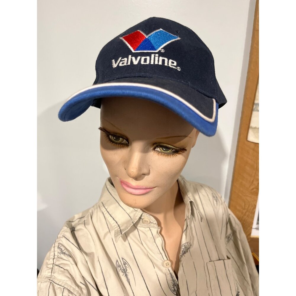 Valvoline Navy & Blue Baseball Cap Velcro Adjustable Strap Racing NASCAR